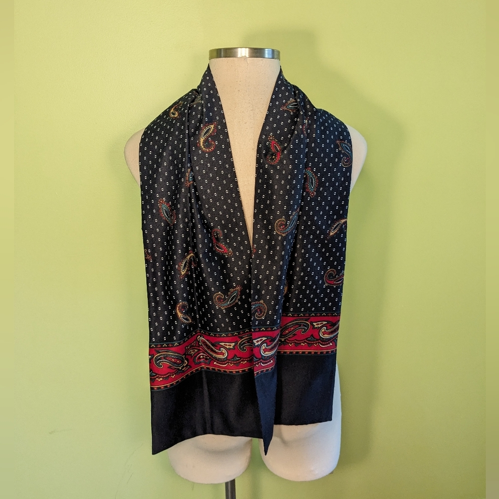 Scarf Paisley Pattern Navy Red Green Gold